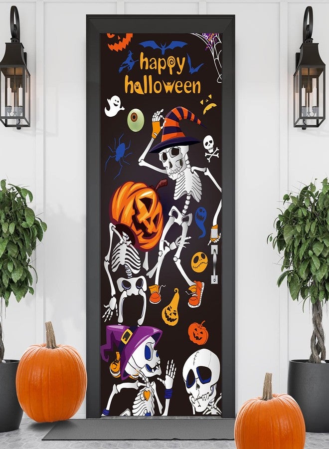 Breling 6 x 2.5 ft Halloween Door Decoration Cover, Large Fabric Party Decoration Sign for Front Door Halloween Party Supplies Indoor Outdoor(Happy Style) - Image 1